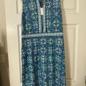 Elegant Blue Patterned Dress